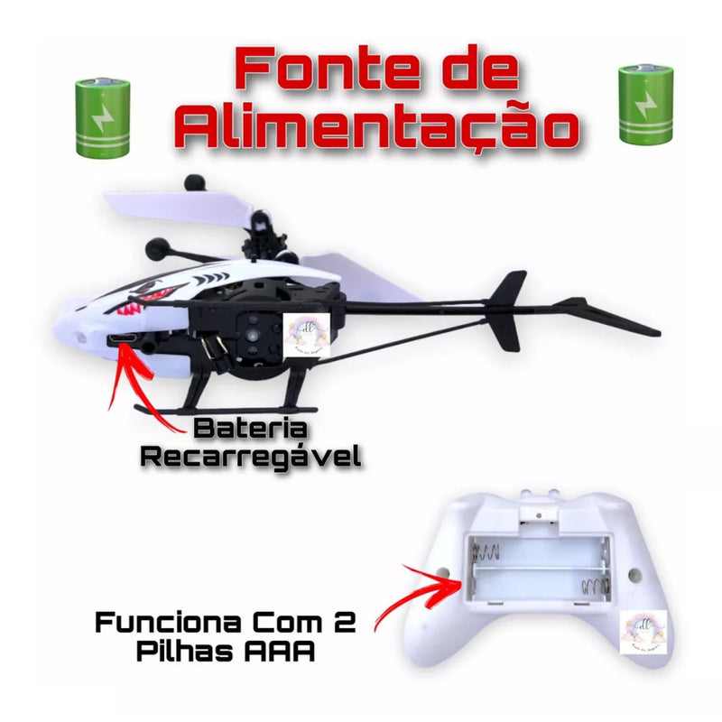 Mine Helicóptero c/ Controle Remoto Recarregável
