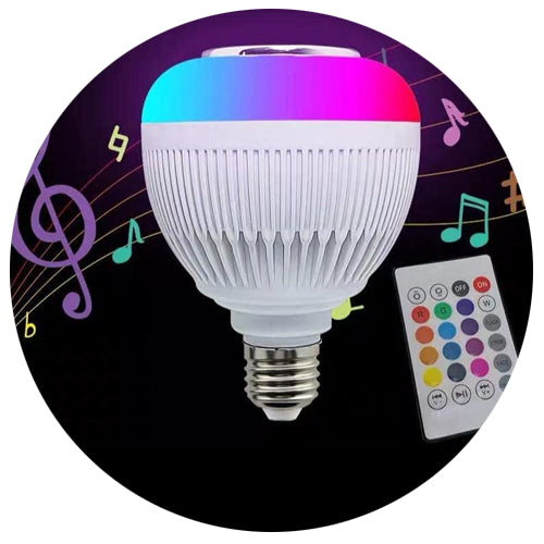 Lâmpada Musical De LED RGB Bluetooth + Controle Remoto E-27 Bivolt